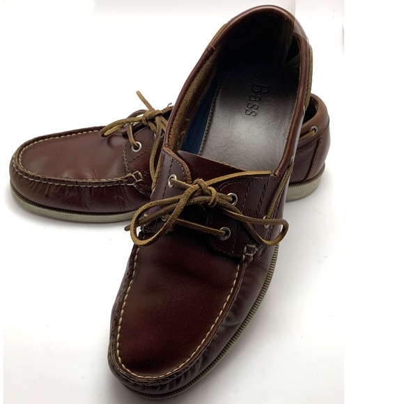 Bass Tan Leather Boater or Deck Shoe - Picture 1 of 5